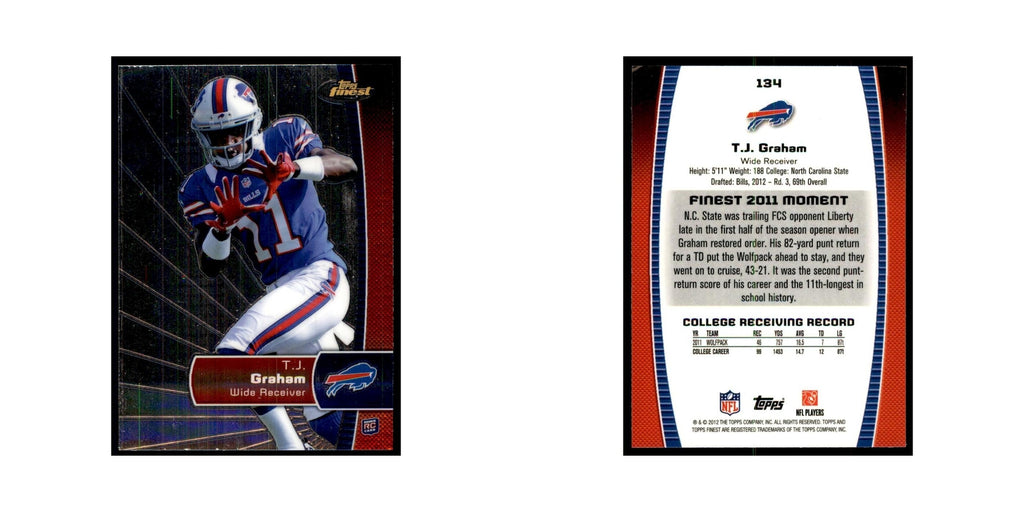 T.J. Graham Rookie 2012 Topps Finest #134 Buffalo Bills Football Card NM