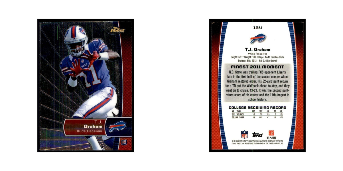 T.J. Graham Rookie 2012 Topps Finest #134 Buffalo Bills Football Card NM