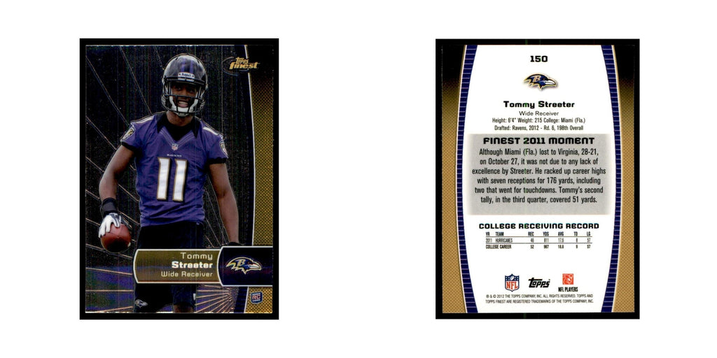 Tommy Streeter Rookie 2012 Topps Finest #150 Baltimore Ravens Football Card NM