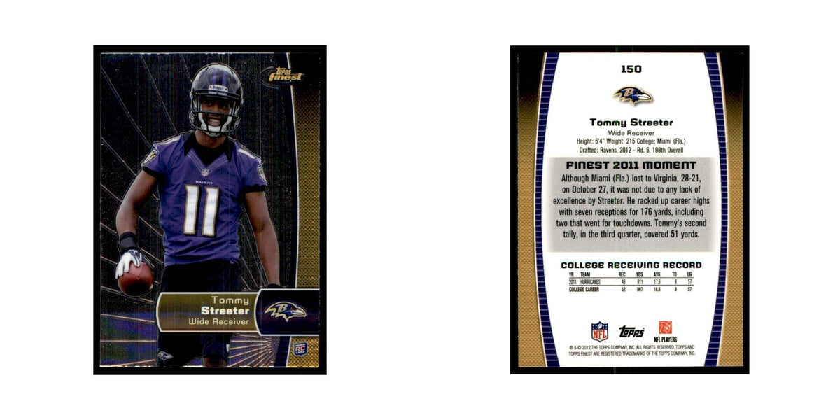 Tommy Streeter Rookie 2012 Topps Finest #150 Baltimore Ravens Football Card NM