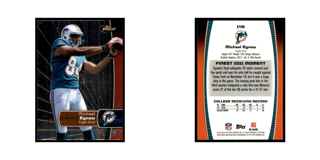 Michael Egnew Rookie 2012 Topps Finest #146 Miami Dolphins Football Card NM