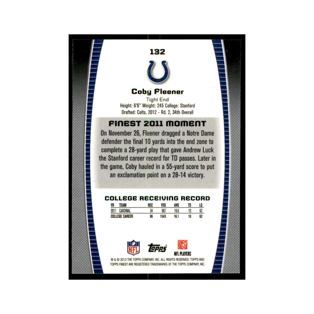 Coby Fleener Rookie 2012 Topps Finest #132 Indianapolis Colts Football Card NM