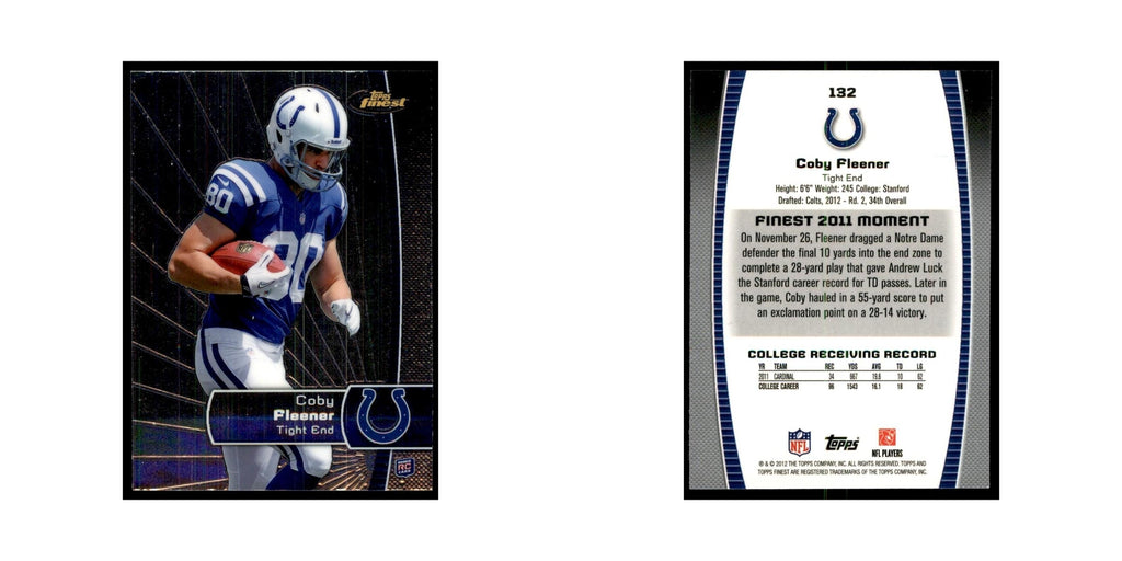 Coby Fleener Rookie 2012 Topps Finest #132 Indianapolis Colts Football Card NM