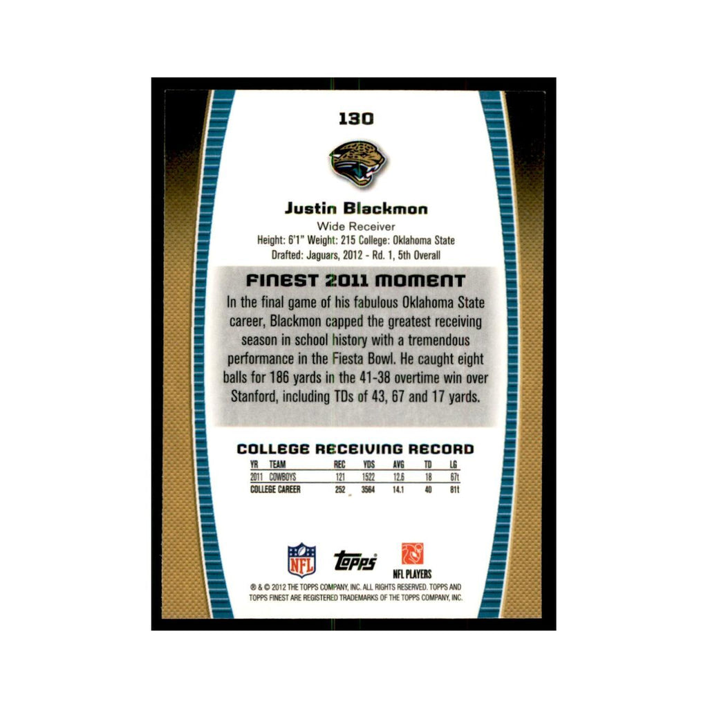 Justin Blackmon Rookie 2012 Topps Finest #130 Jacksonville Jaguars NM