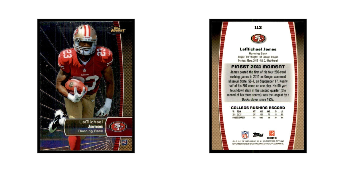 LaMichael James Rookie 2012 Topps Finest #112 San Francisco 49ers NM