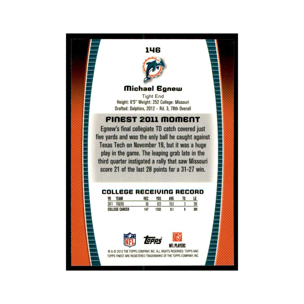 Michael Egnew Rookie 2012 Topps Finest #146 Miami Dolphins Football Card NM