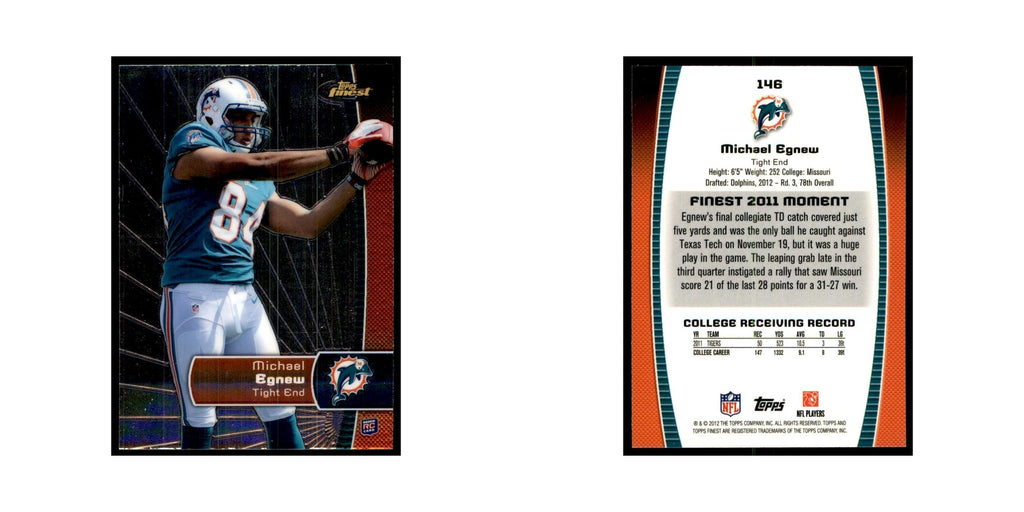 Michael Egnew Rookie 2012 Topps Finest #146 Miami Dolphins Football Card NM