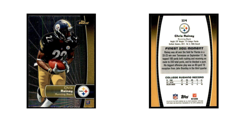 Chris Rainey Rookie 2012 Topps Finest #114 Pittsburgh Steelers Football Card NM