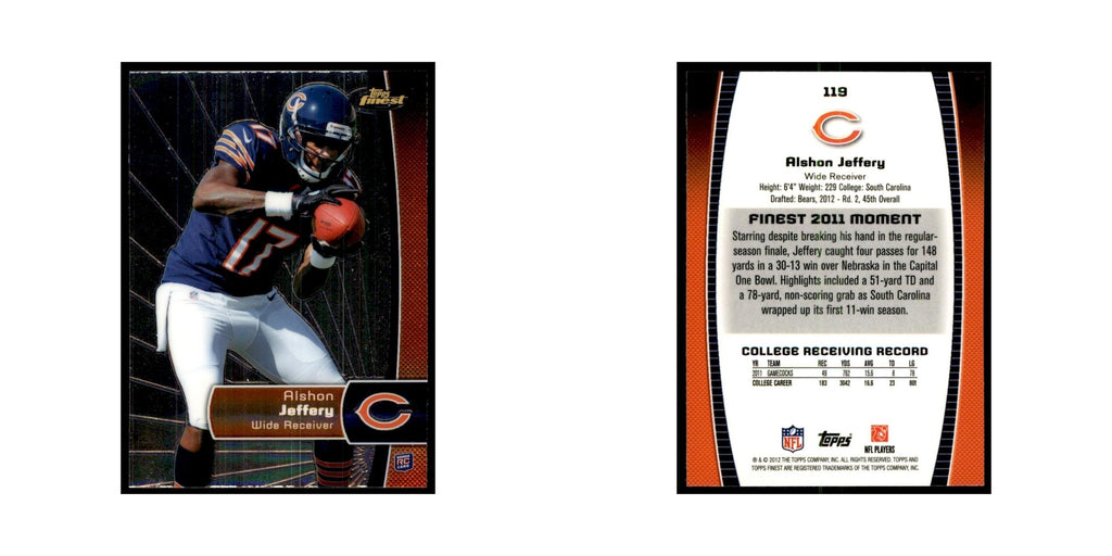 Alshon Jeffery Rookie 2012 Topps Finest #119 Chicago Bears Football Card NM