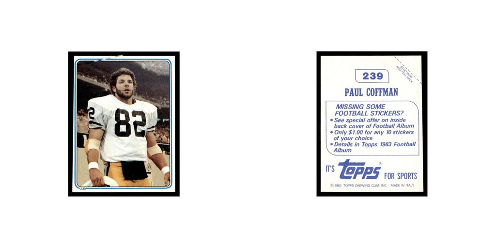 Paul Coffman 1983 Topps Stickers #239 Green Bay Packers Football Card EX