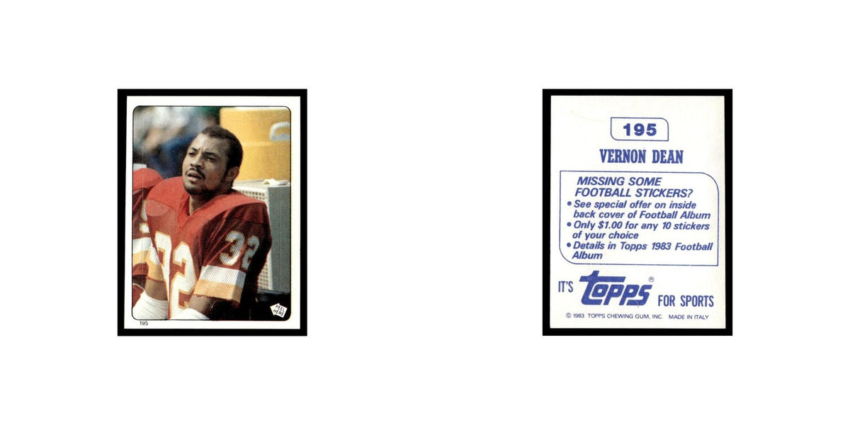 Vernon Dean 1983 Topps Stickers #195 Washington Redskins Football Card EX