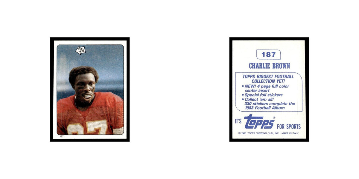 Charlie Brown 1983 Topps Stickers #187 Washington Redskins Football Card EX