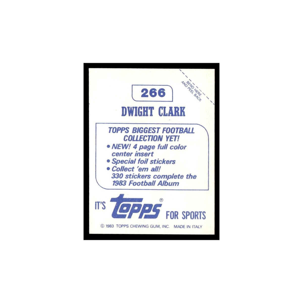 Dwight Clark 1983 Topps Stickers #266 San Francisco 49ers Football Card EX