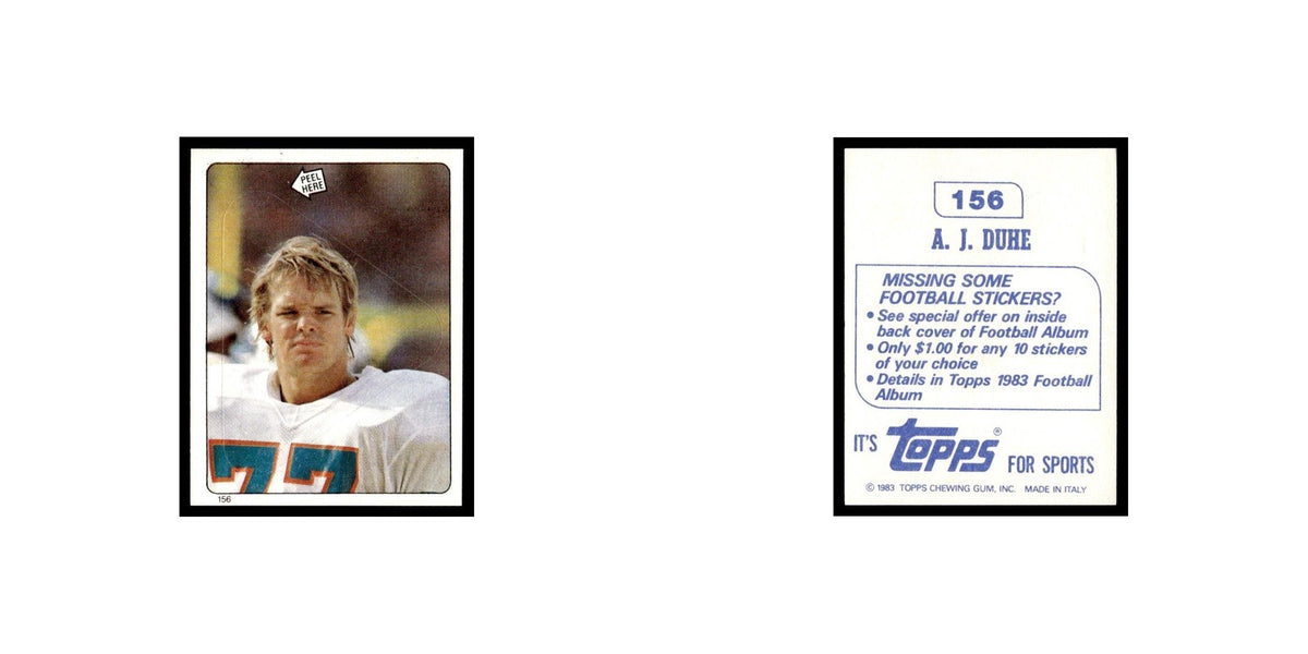 A.J. Duhe 1983 Topps Stickers #156 Miami Dolphins Football Card EX