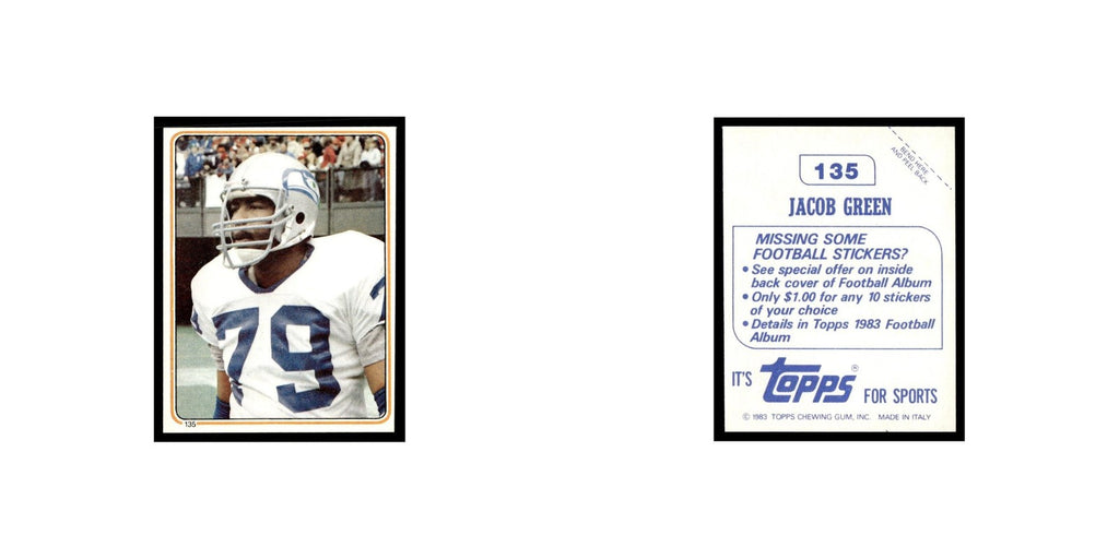 Jacob Green 1983 Topps Stickers #135 Seattle Seahawks Football Card EX