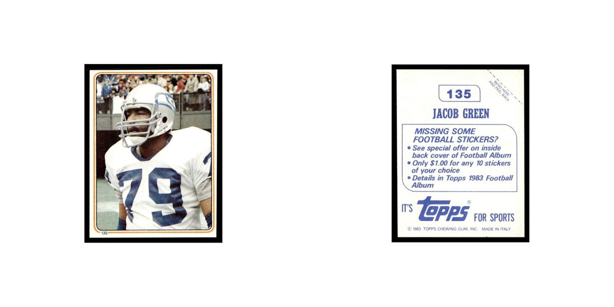 Jacob Green 1983 Topps Stickers #135 Seattle Seahawks Football Card EX