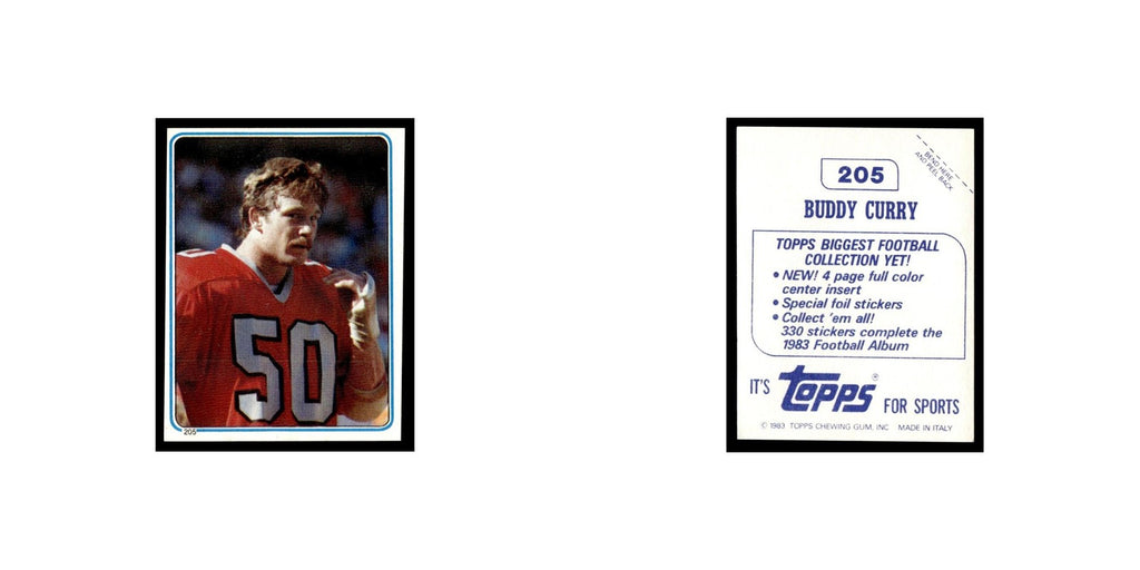 Buddy Curry 1983 Topps Stickers #205 Atlanta Falcons Football Card EX