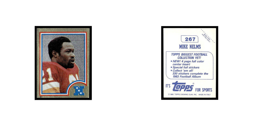 Mike Nelms 1983 Topps Stickers #267 Washington Redskins Football Card EX