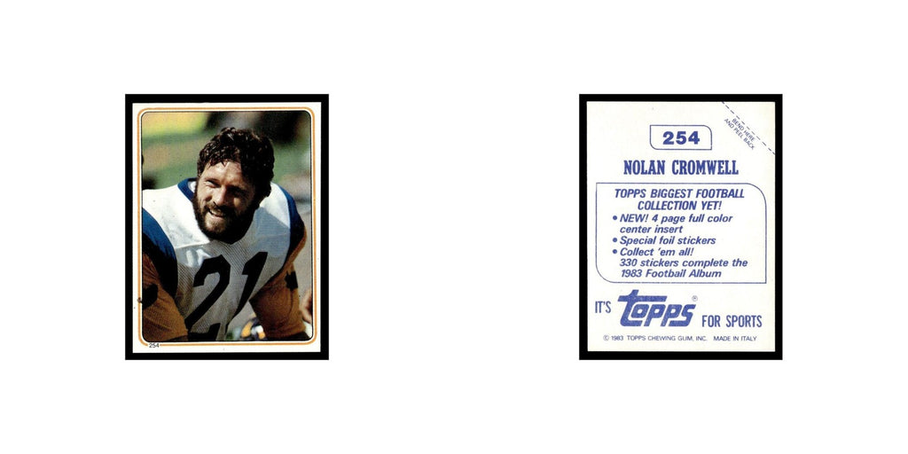 Nolan Cromwell 1983 Topps Stickers #254 Los Angeles Rams Football Card EX