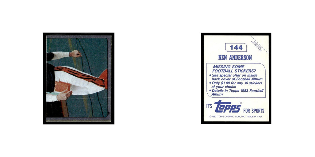 Ken Anderson (bottom) 1983 Topps Stickers #144 Cincinnati Bengals EX