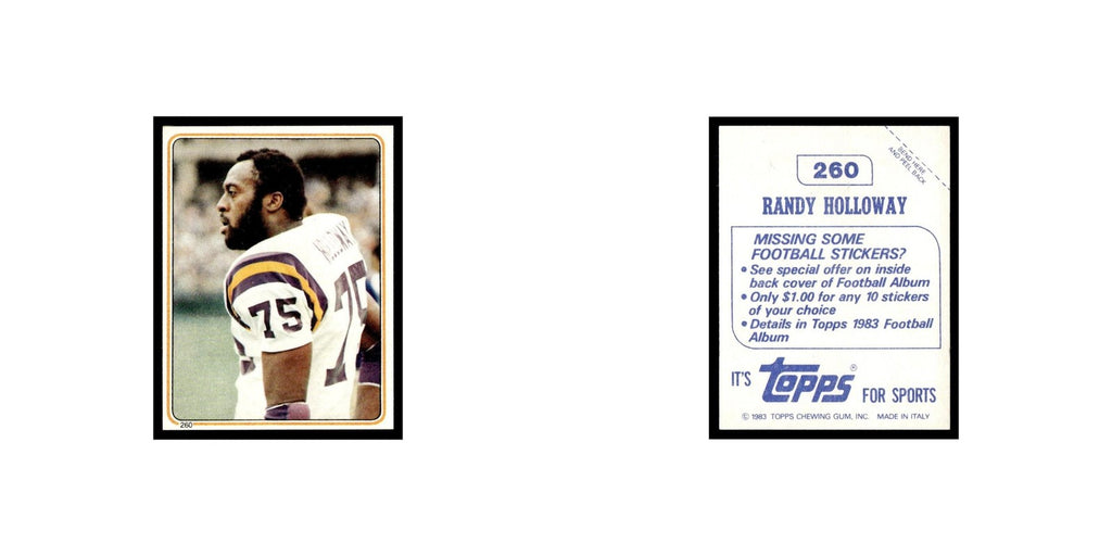 Randy Holloway 1983 Topps Stickers #260 Minnesota Vikings Football Card EX
