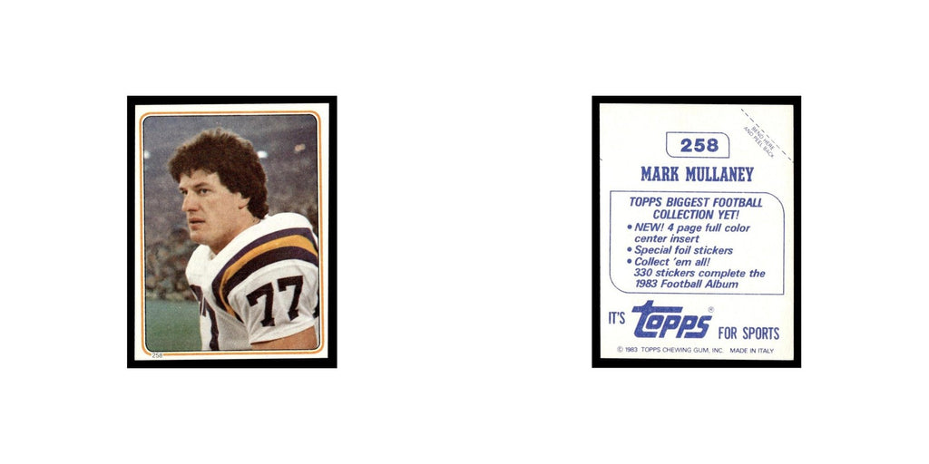Mark Mullaney 1983 Topps Stickers #258 Minnesota Vikings Football Card EX
