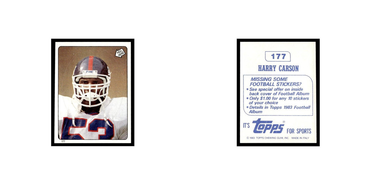Harry Carson 1983 Topps Stickers #177 New York Giants Football Card EX