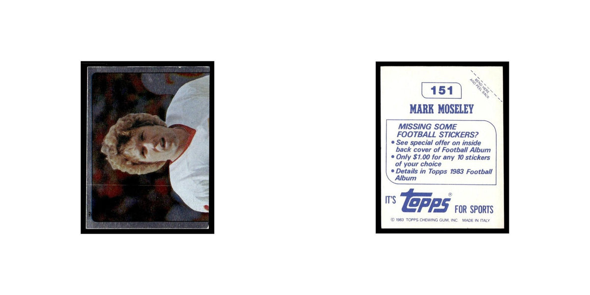 Mark Moseley (top) 1983 Topps Stickers #151 Washington Redskins Football Card EX
