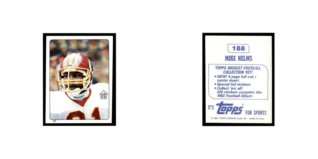Mike Nelms 1983 Topps Stickers #188 Washington Redskins Football Card EX