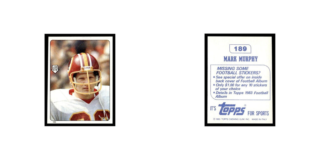 Mark Murphy 1983 Topps Stickers #189 Washington Redskins Football Card EX