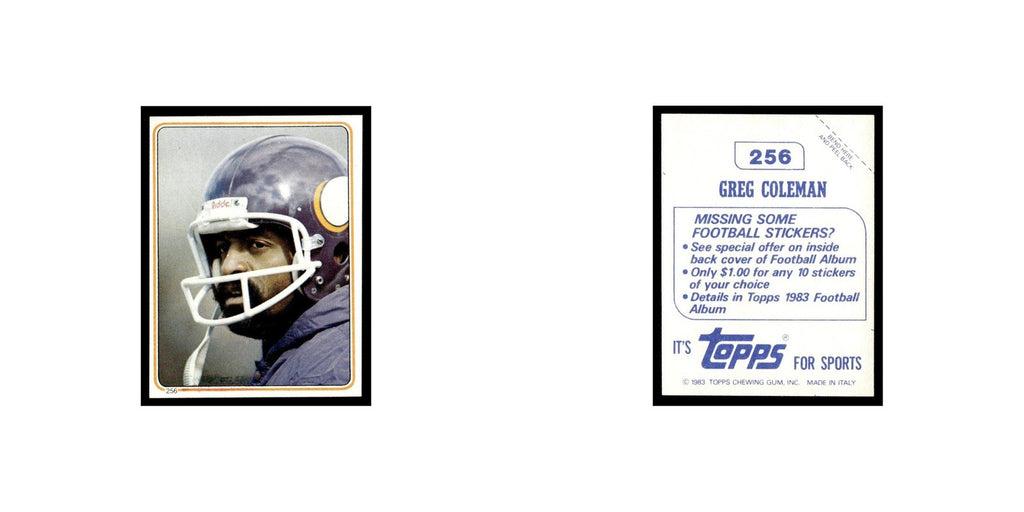 Greg Coleman 1983 Topps Stickers #256 Minnesota Vikings Football Card EX