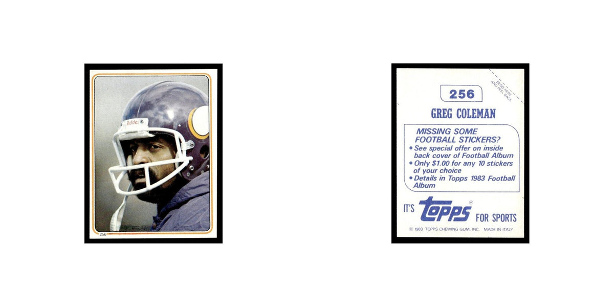 Greg Coleman 1983 Topps Stickers #256 Minnesota Vikings Football Card EX