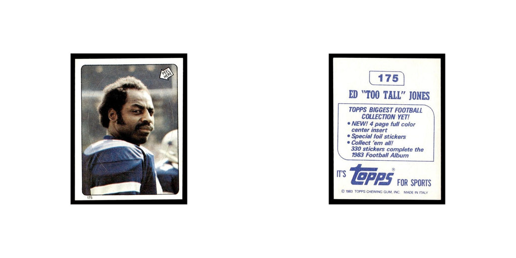 Ed Too Tall Jones 1983 Topps Stickers #175 Dallas Cowboys Football Card EX