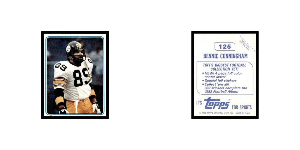Bennie Cunningham 1983 Topps Stickers #125 Pittsburgh Steelers Football Card EX