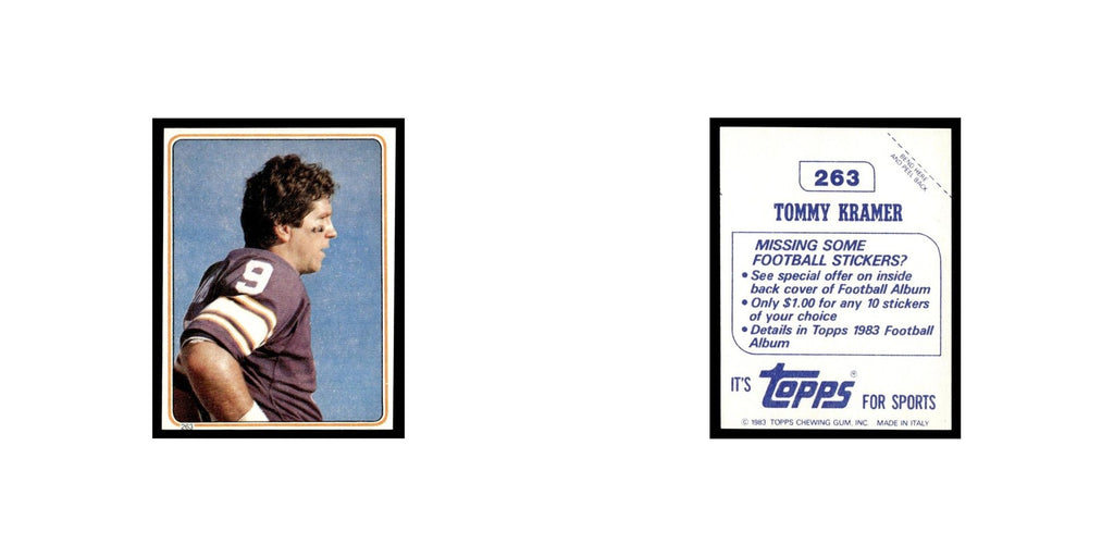 Tommy Kramer 1983 Topps Stickers #263 Minnesota Vikings Football Card EX