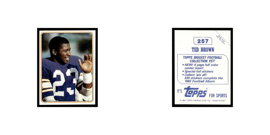 Ted Brown 1983 Topps Stickers #257 Minnesota Vikings Football Card EX