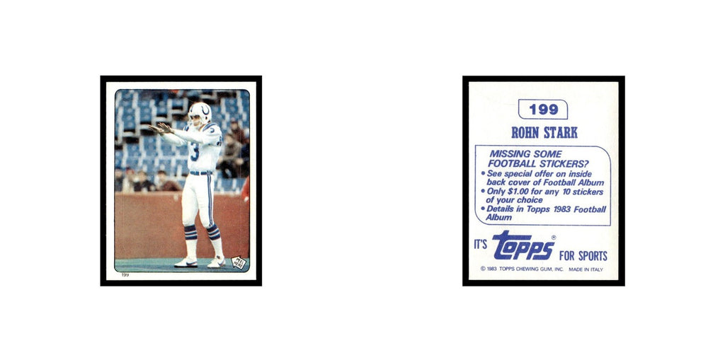 Rohn Stark 1983 Topps Stickers #199 Baltimore Colts Football Card EX