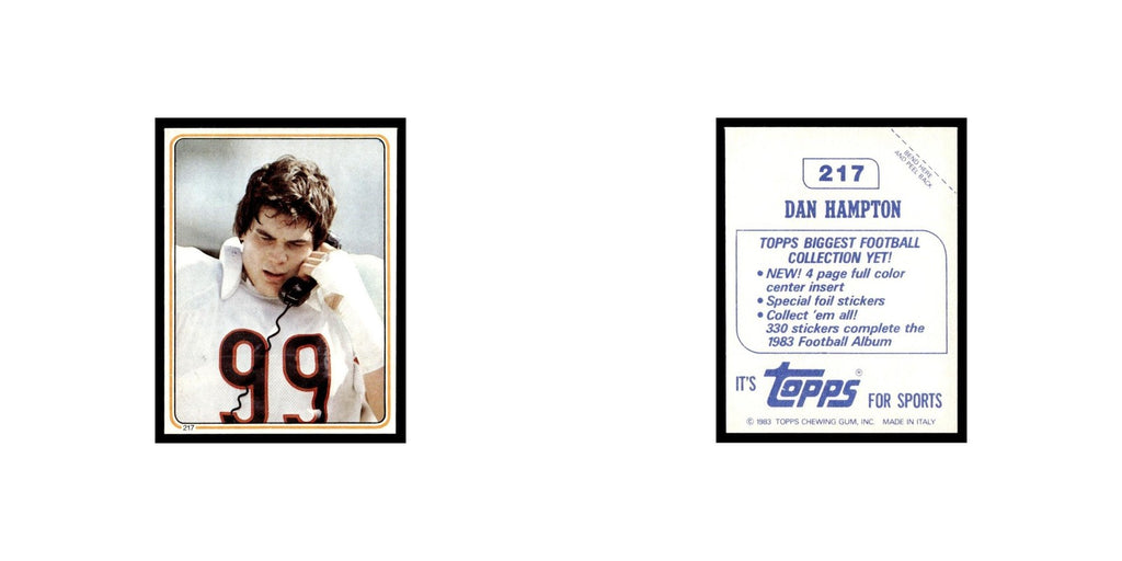 Dan Hampton 1983 Topps Stickers #217 Chicago Bears Football Card EX