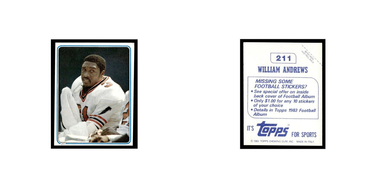 William Andrews 1983 Topps Stickers #211 Atlanta Falcons Football Card EX