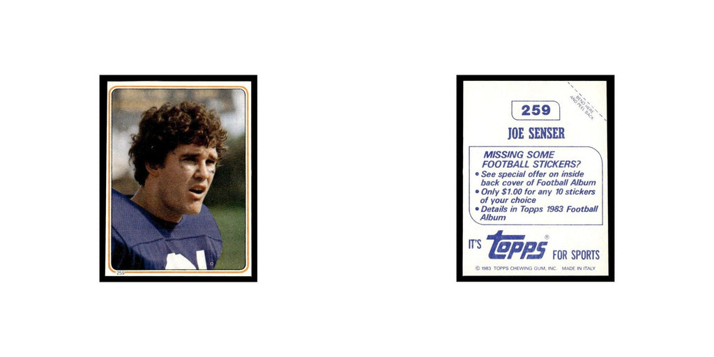 Joe Senser 1983 Topps Stickers #259 Minnesota Vikings Football Card EX