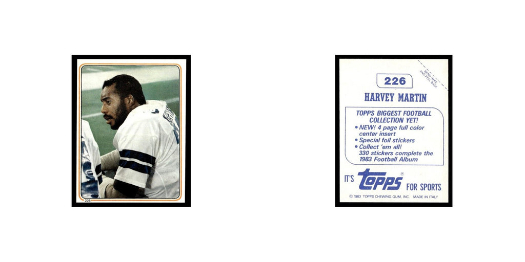 Harvey Martin 1983 Topps Stickers #226 Dallas Cowboys Football Card EX