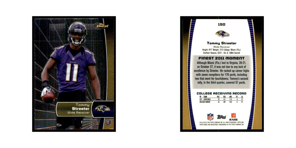 Tommy Streeter Rookie 2012 Topps Finest #150 Baltimore Ravens Football Card NM