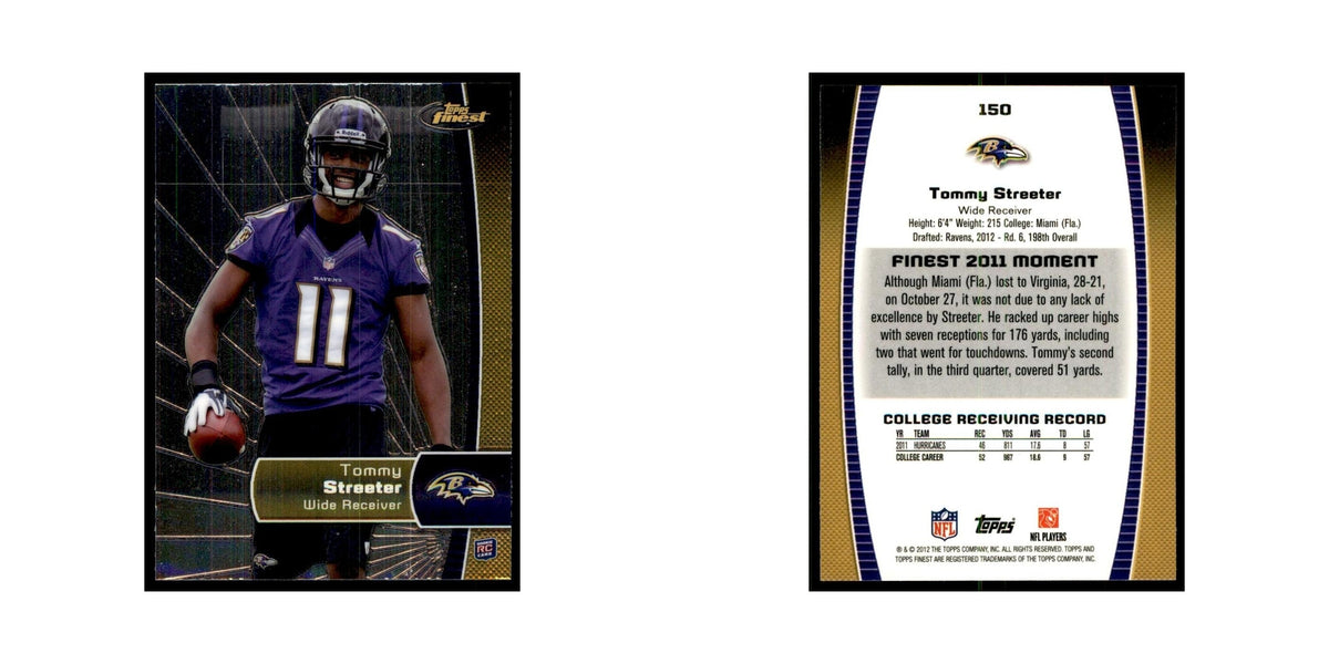 Tommy Streeter Rookie 2012 Topps Finest #150 Baltimore Ravens Football Card NM
