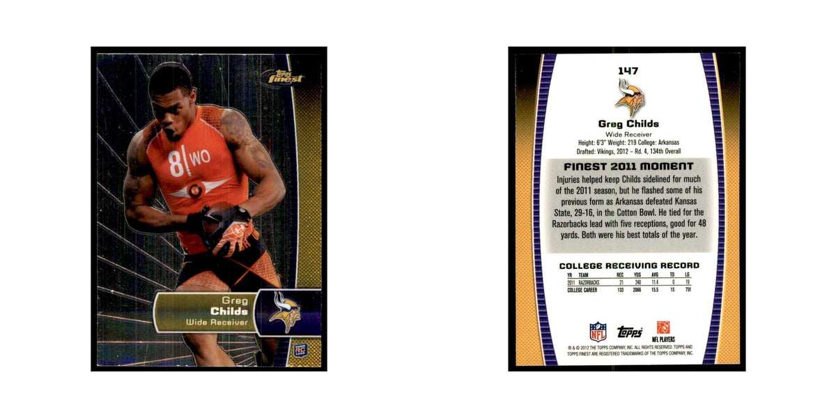 Greg Childs Rookie 2012 Topps Finest #147 Minnesota Vikings Football Card NM