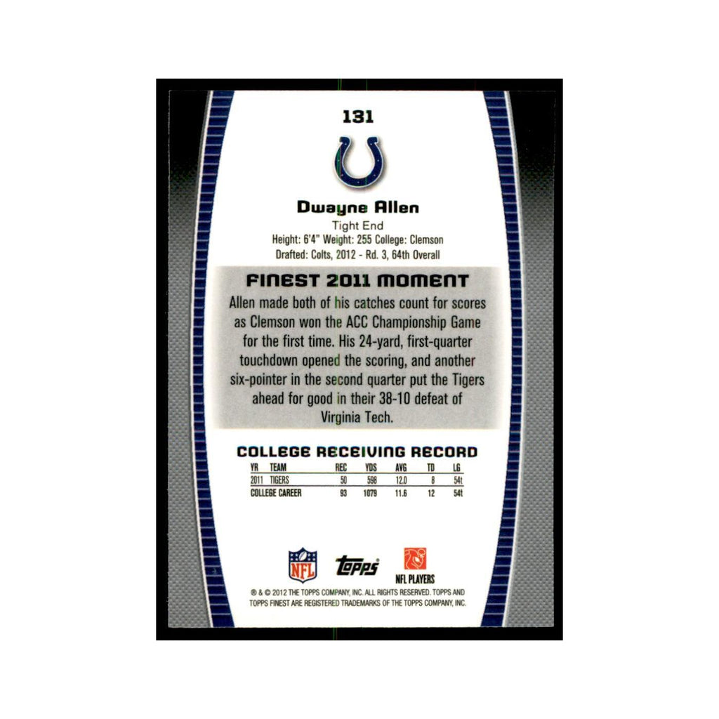 Dwayne Allen Rookie 2012 Topps Finest #131 Indianapolis Colts Football Card NM