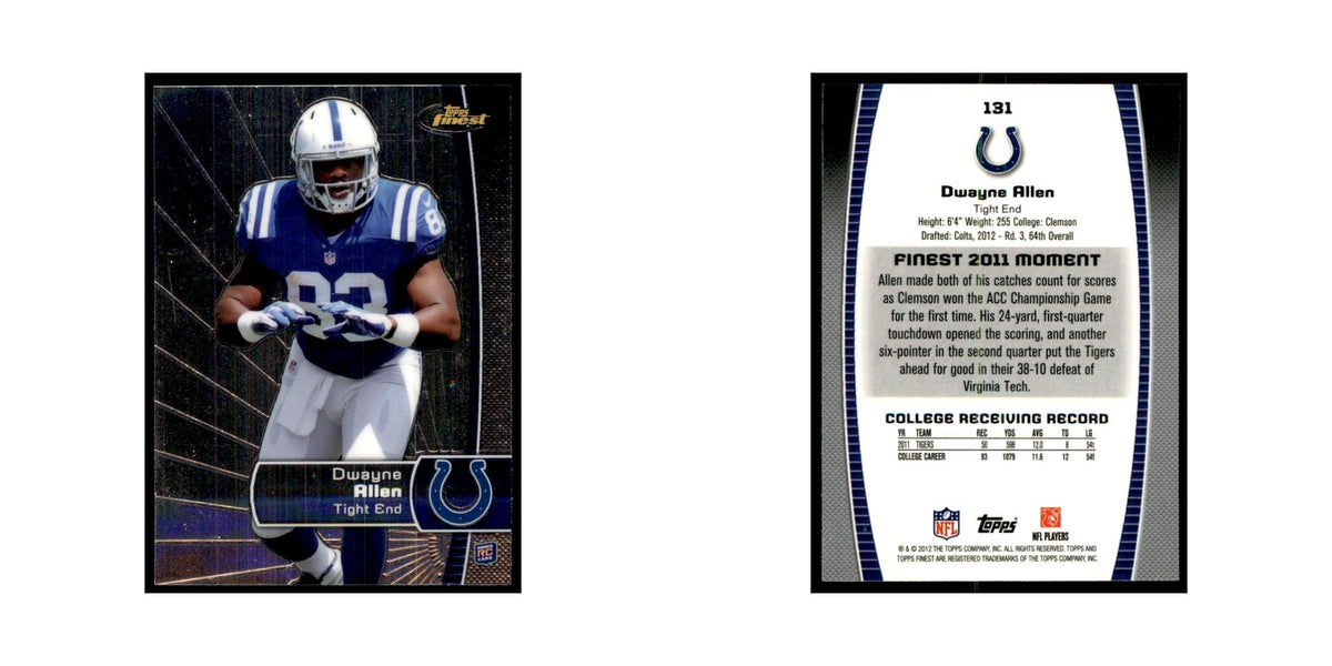 Dwayne Allen Rookie 2012 Topps Finest #131 Indianapolis Colts Football Card NM