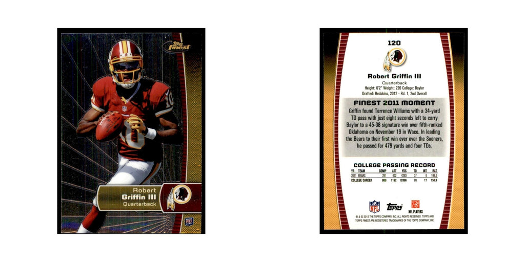Robert Griffin III Rookie 2012 Topps Finest #120 Washington Redskins NM