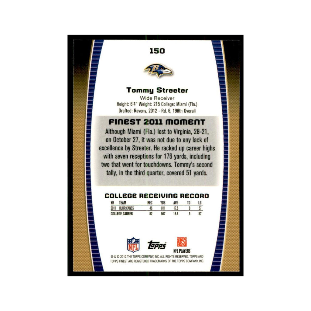 Tommy Streeter Rookie 2012 Topps Finest #150 Baltimore Ravens Football Card NM