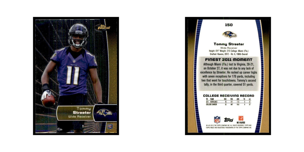Tommy Streeter Rookie 2012 Topps Finest #150 Baltimore Ravens Football Card NM