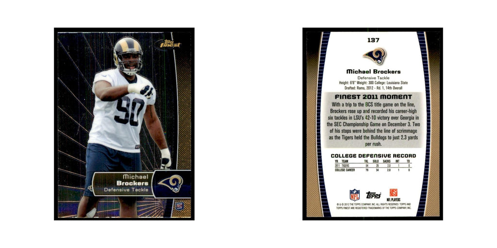 Michael Brockers Rookie 2012 Topps Finest #137 St. Louis Rams Football Card NM